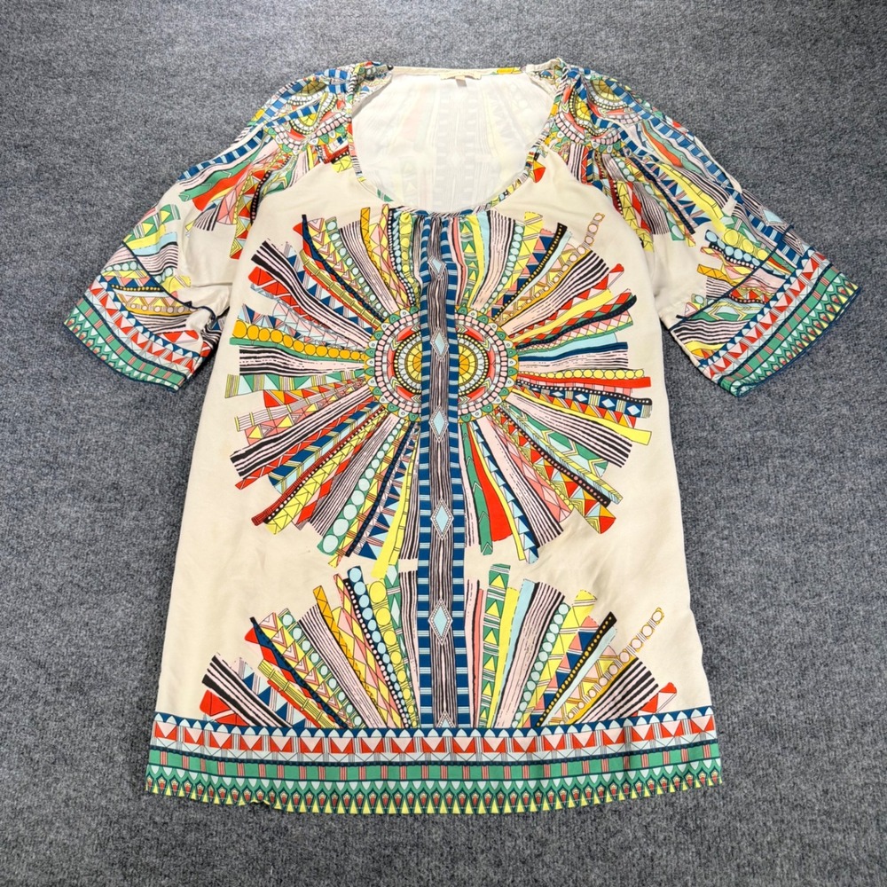 Gibson Latimer Tunic Top Geometric Sunburst Boho Blouse Large Multi-Color Womens